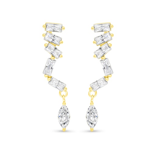 [EAR02WCZ00000D061] Sterling Silver 925 Earring Golden Plated Embedded With White Zircon
