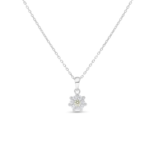 [NCL01CIT00WCZC112] Sterling Silver 925 Necklace Rhodium Plated Embedded With Diamond Color And White Zircon