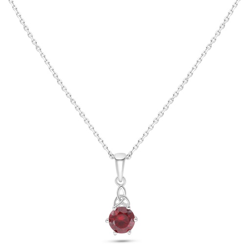 [NCL01RUB00000C109] Sterling Silver 925 Necklace Rhodium Plated Embedded With Ruby Corundum 