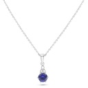 Sterling Silver 925 Necklace Rhodium Plated Embedded With Sapphire Corundum 