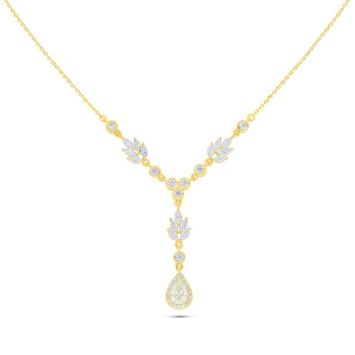 [NCL02CIT00WCZC082] Sterling Silver 925 Necklace Golden Plated Embedded With Diamond Color And White Zircon