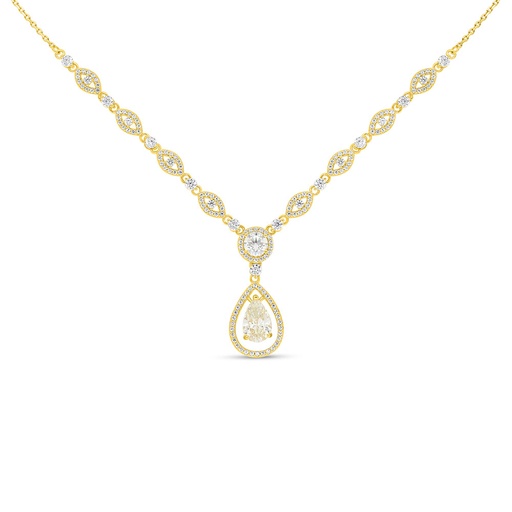 [NCL02CIT00WCZC085] Sterling Silver 925 Necklace Golden Plated Embedded With Diamond Color And White Zircon