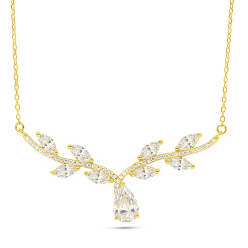 [NCL02CIT00WCZC089] Sterling Silver 925 Necklace Golden Plated Embedded With Diamond Color And White Zircon