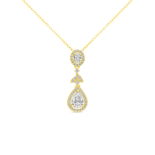[NCL02CIT00WCZC094] Sterling Silver 925 Necklace Golden Plated Embedded With Diamond Color And White Zircon