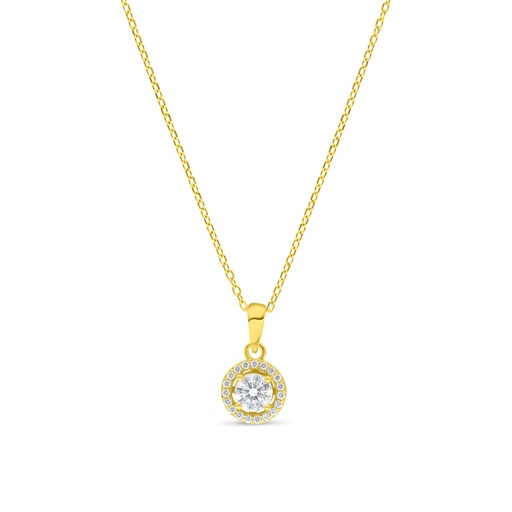 [NCL02CIT00WCZC110] Sterling Silver 925 Necklace Golden Plated Embedded With Diamond Color And White Zircon