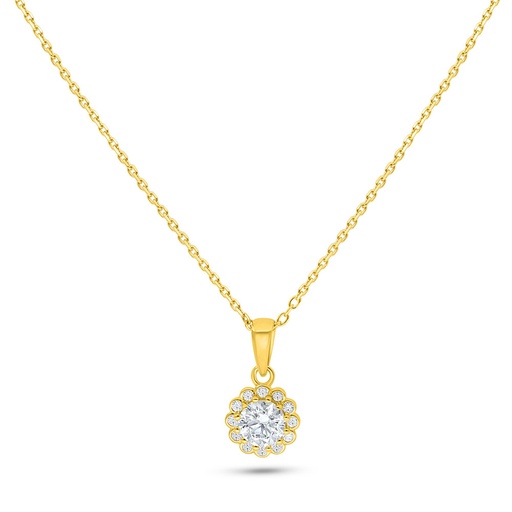[NCL02CIT00WCZC118] Sterling Silver 925 Necklace Golden Plated Embedded With Diamond Color And White Zircon