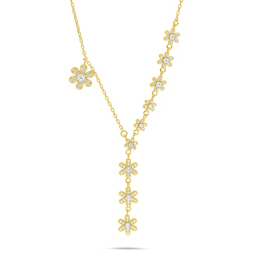 [NCL02WCZ00000C088] Sterling Silver 925 Necklace Golden Plated Embedded With White Zircon