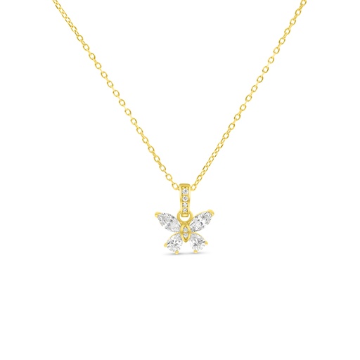 [NCL02WCZ00000C100] Sterling Silver 925 Necklace Golden Plated Embedded With White Zircon