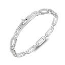 Sterling Silver 925 Bracelet Rhodium Plated Embedded With White Zircon