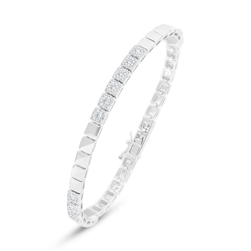 [BRC01WCZ00000B184] Sterling Silver 925 Bracelet Rhodium Plated Embedded With White Zircon