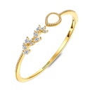 Sterling Silver 925 Bangle Golden Plated Embedded With White Shell And White Zircon