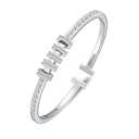 Sterling Silver 925 Bangle Rhodium Plated Embedded With White Zircon