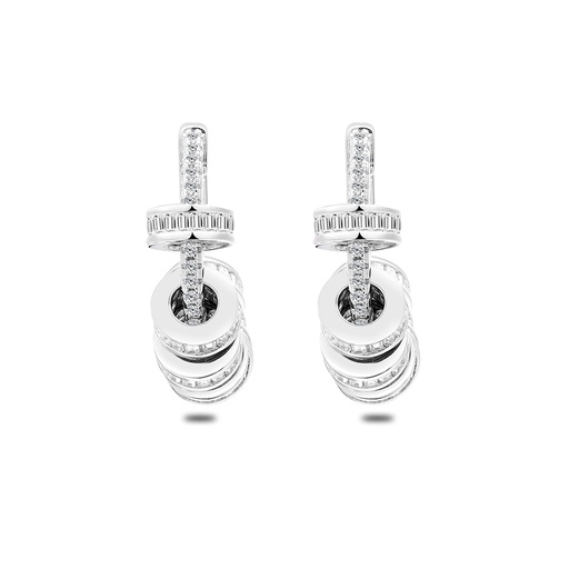 [EAR01WCZ00000C560] Sterling Silver 925 Earring Rhodium Plated Embedded With White Zircon