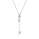 Sterling Silver 925 Necklace Rhodium Plated Embedded With White Shell And White Zircon