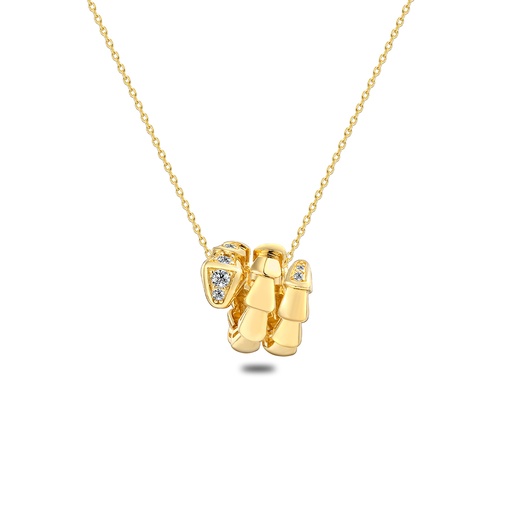 [NCL02WCZ00000B676] Sterling Silver 925 Necklace Golden Plated Embedded With White Zircon