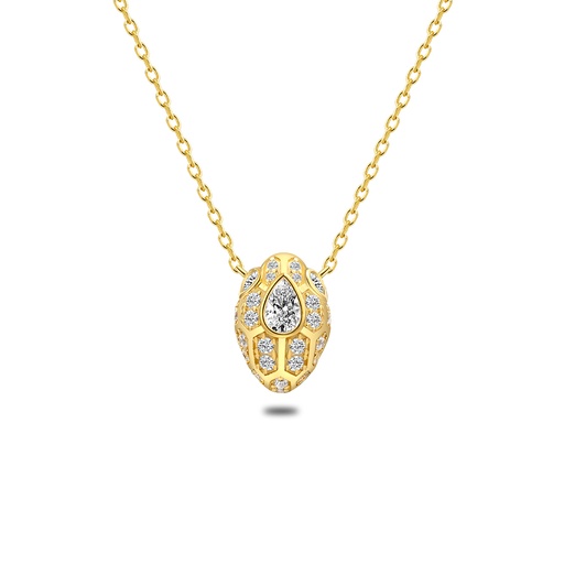 [NCL02WCZ00000B678] Sterling Silver 925 Necklace Golden Plated Embedded With White Zircon