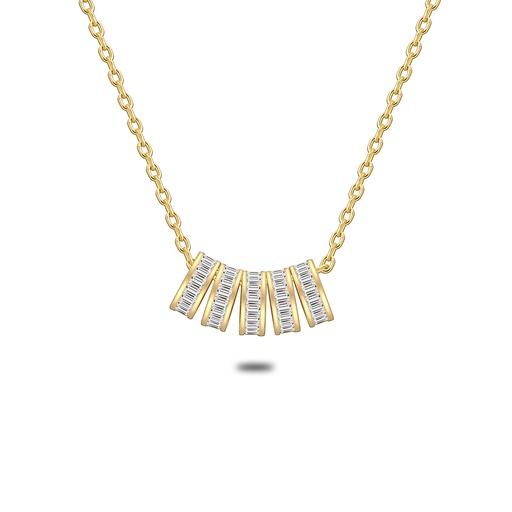 [NCL02WCZ00000B684] Sterling Silver 925 Necklace Golden Plated Embedded With White Zircon