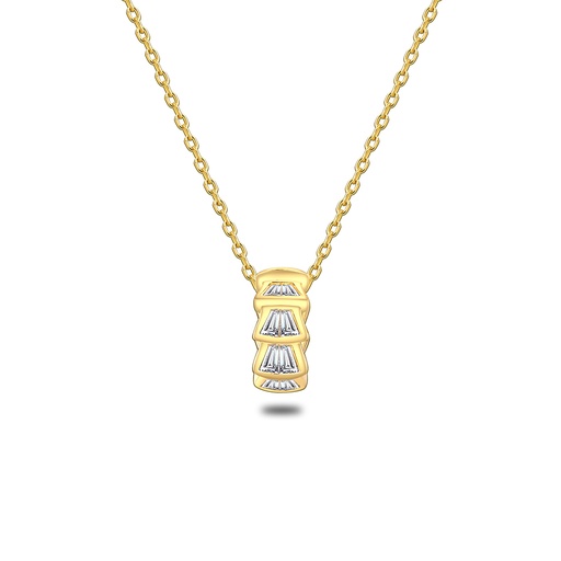 [NCL02WCZ00000B703] Sterling Silver 925 Necklace Golden Plated Embedded With White Zircon