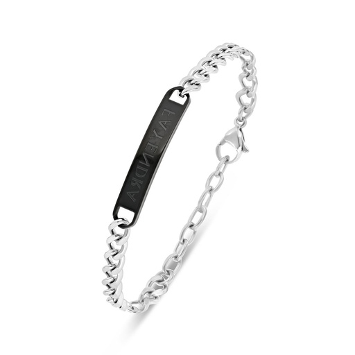 [BRC0900000000A231] Stainless Steel Bracelet 316L And 304L Silver And Black Plated (LOGO) 