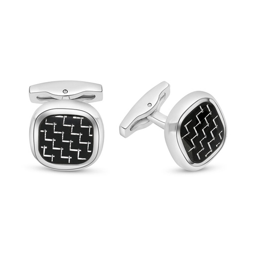 [CFL0900000000A023] Stainless Steel Cufflink 316L Silver Plated 