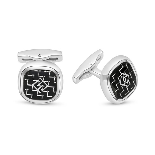 [CFL0900000000A024] Stainless Steel Cufflink 316L Silver Plated With LOGO