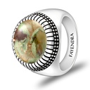 Sterling Silver 925 Ring Rhodium Plated Embedded With Royolite