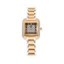 Stainless Steel 316 Watch Steel And Rose Gold Color Embedded With White Zircon - BROWN DIAL