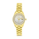 Stainless Steel 316 Watch Golden Color Embedded With White Zircon - SILVER DIAL