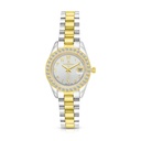Stainless Steel 316 Watch Steel And Golden Color Embedded With White Zircon - SILVER DIAL