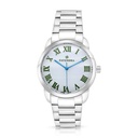 Stainless Steel 316 Watch Embedded With Green Numbers For Men - SILVER DIAL
