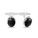 Sterling Silver 925 Cufflink Rhodium Plated Embedded With Black Agate