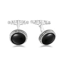Sterling Silver 925 Cufflink Rhodium Plated Embedded With Black Agate