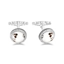 Sterling Silver 925 Cufflink Rhodium Plated Embedded With Natural Agate